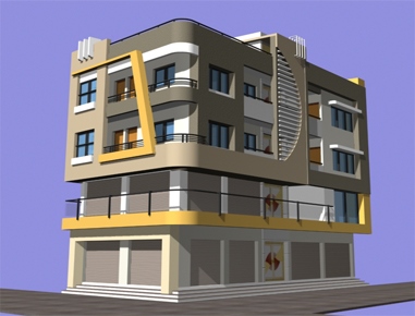Commercial cum Residential Building (G+3),<br>Latur, Maharshtra :Design for Arihant Jangme & Associate